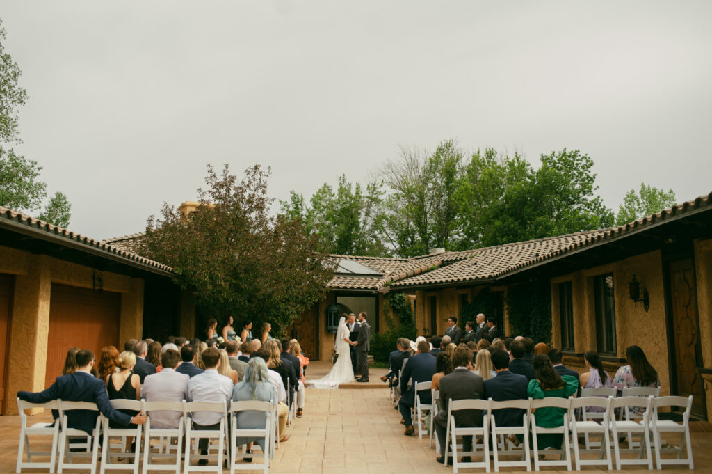 The wedding ceremony at Villa Parker wedding venue in Denver, Colorado.