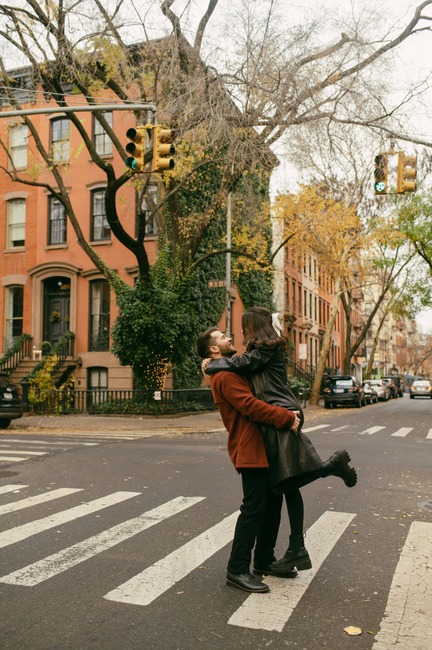 A couple walks around Greenwich Village