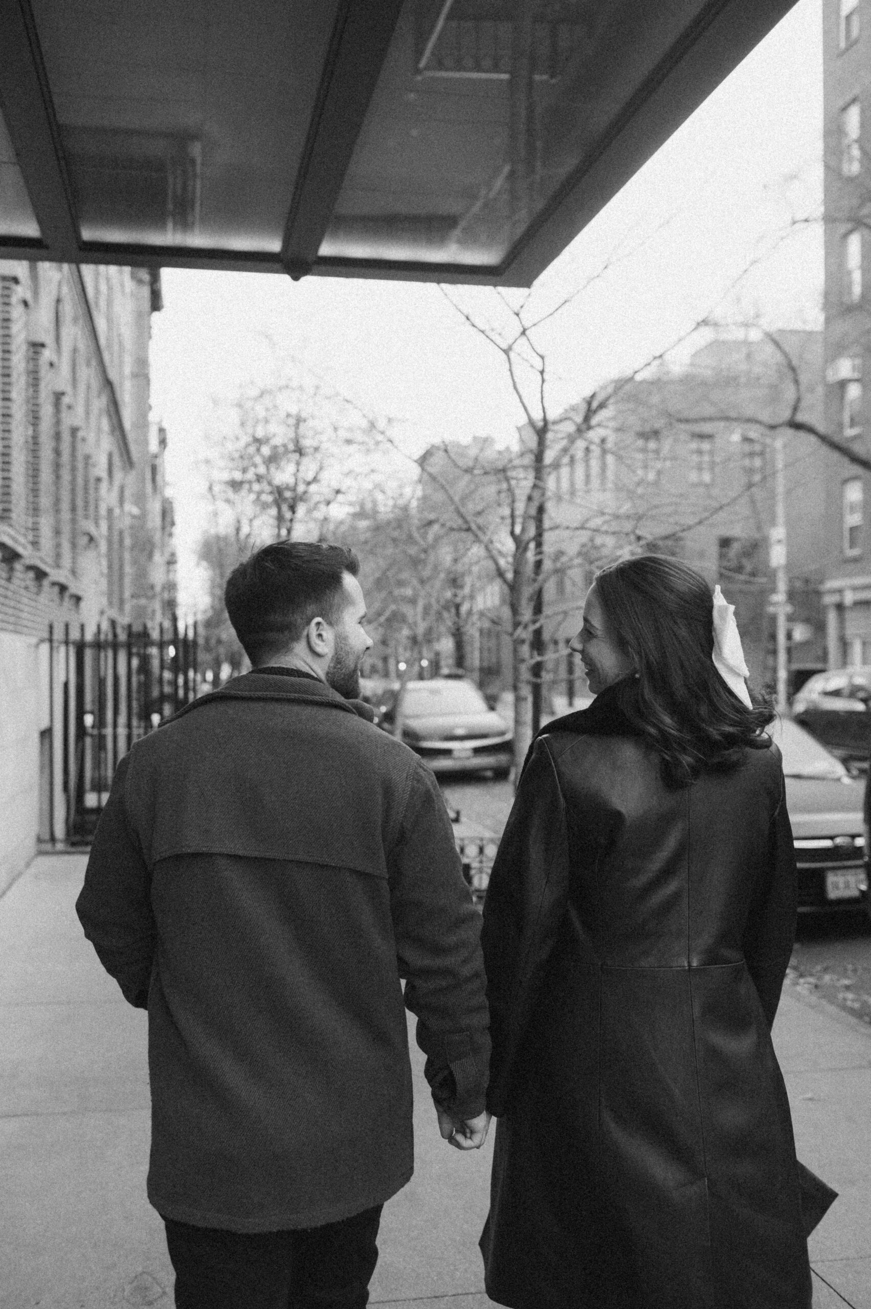 A couple walking in New York City